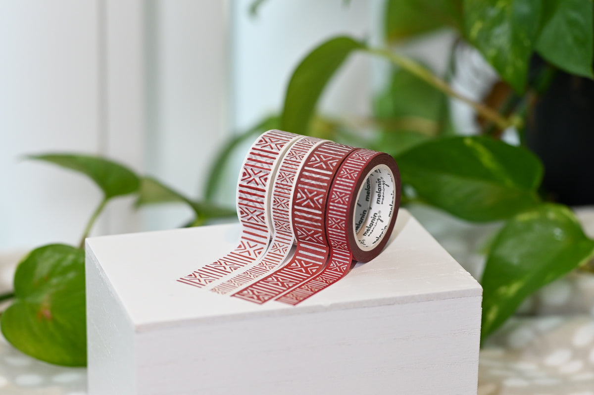 Patterned Washi Tape: Assorted Sizes, 8 pieces - Red